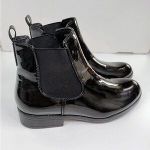 Sleek Black Patent Leather Chelsea Boots